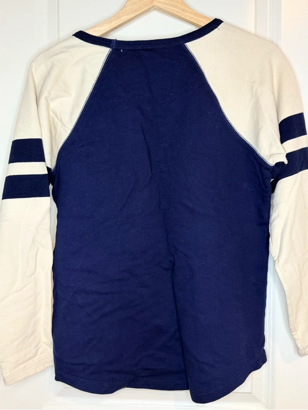 💙 J.Crew Navy & Ivory Varsity Raglan Sweatshirt Size M